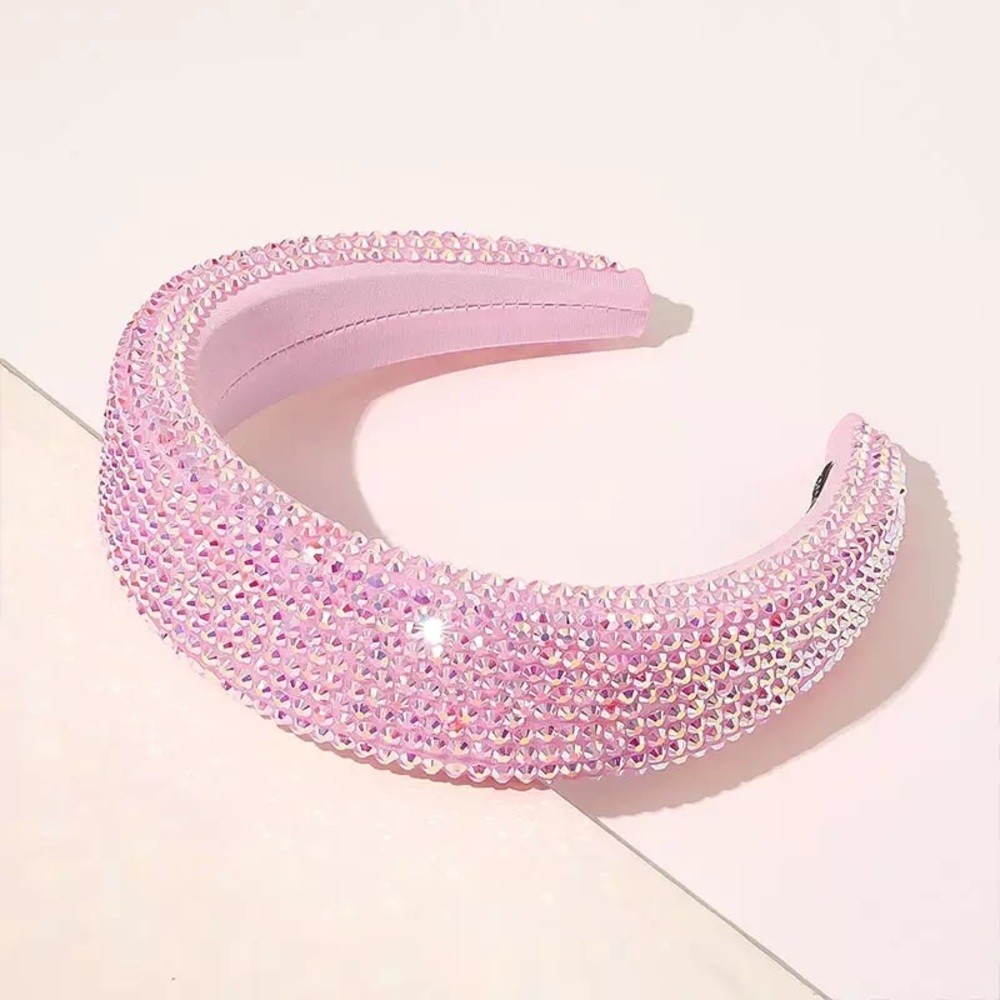 Very light pink chunky retro vintage y2k sparkly headband accessory